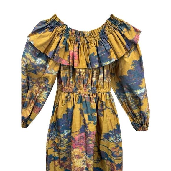 NWT $1490 Ulla Johnson Adeline Off Shoulder Midi Dress Floral Size 2 - Picture 8 of 12